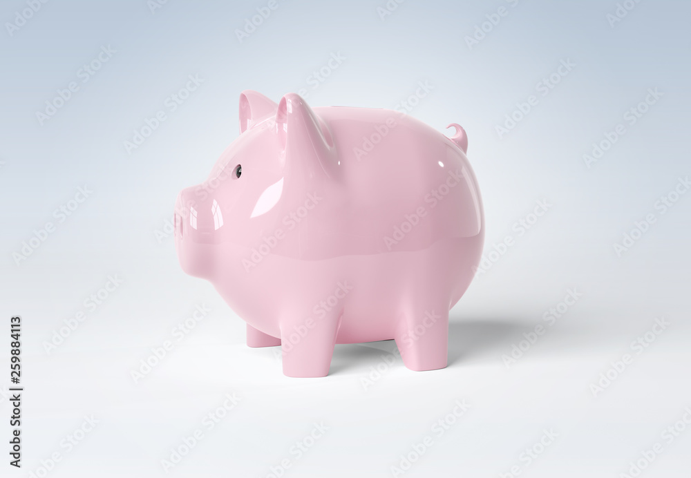 Piggy bank mockup isolated on white 3D rendering