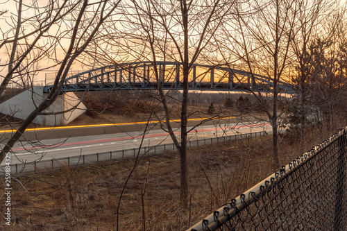 Beautiful Bridge of Erie Canal Trail with the Highway below in Marcy, New york photo