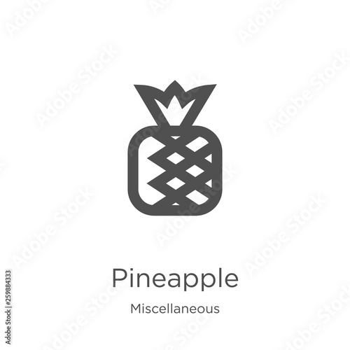 pineapple icon vector from miscellaneous collection. Thin line pineapple outline icon vector illustration. Outline, thin line pineapple icon for website design and mobile, app development