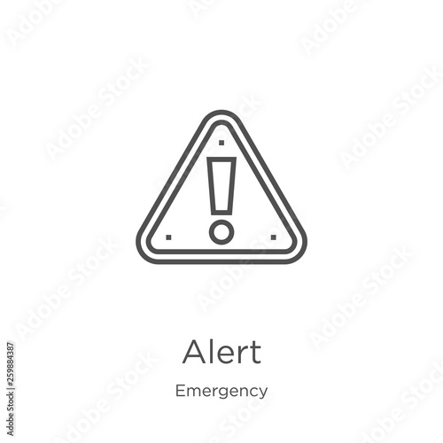alert icon vector from emergency collection. Thin line alert outline icon vector illustration. Outline, thin line alert icon for website design and mobile, app development