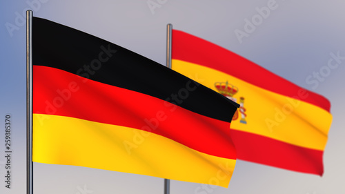 Spain 3D flag waving in wind.