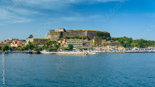 Corfu, Kerkira panorama on the old fortress, view from the sea.