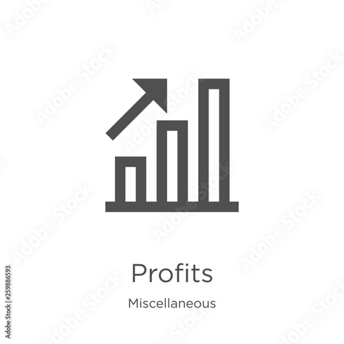 profits icon vector from miscellaneous collection. Thin line profits outline icon vector illustration. Outline, thin line profits icon for website design and mobile, app development