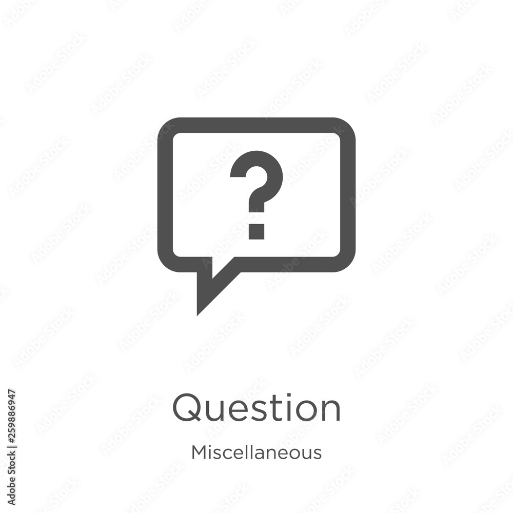 question icon vector from miscellaneous collection. Thin line question outline icon vector illustration. Outline, thin line question icon for website design and mobile, app development - obrazy, fototapety, plakaty 