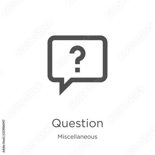 question icon vector from miscellaneous collection. Thin line question outline icon vector illustration. Outline, thin line question icon for website design and mobile, app development