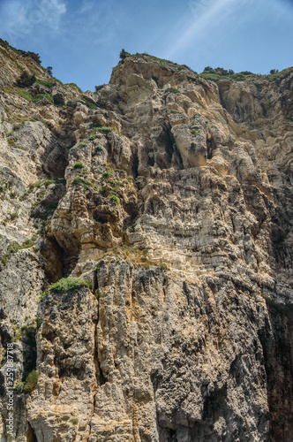 Corfu, Paxos Island Coast, high cliffs by the sea.