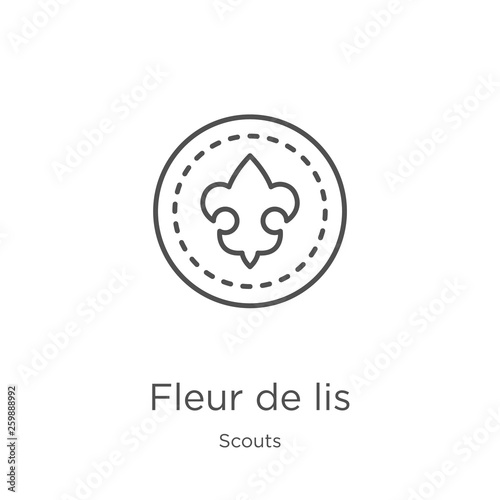 fleur de lis icon vector from scouts collection. Thin line fleur de lis outline icon vector illustration. Outline, thin line fleur de lis icon for website design and mobile, app development