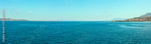 Messina strait from ferry, Sicily, Italy