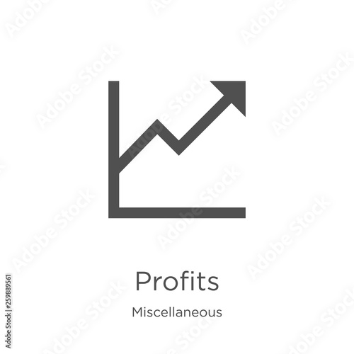 profits icon vector from miscellaneous collection. Thin line profits outline icon vector illustration. Outline, thin line profits icon for website design and mobile, app development