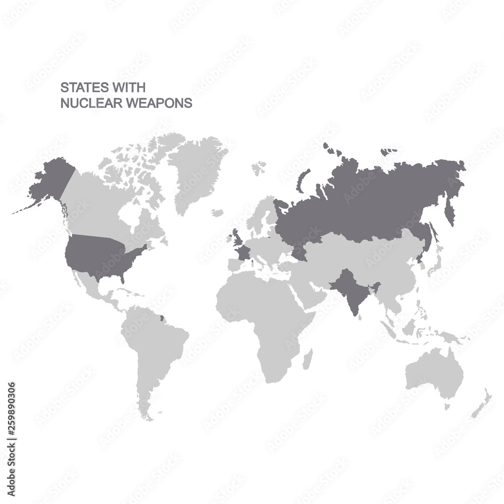 Fototapeta premium vector map with states with nuclear weapons
