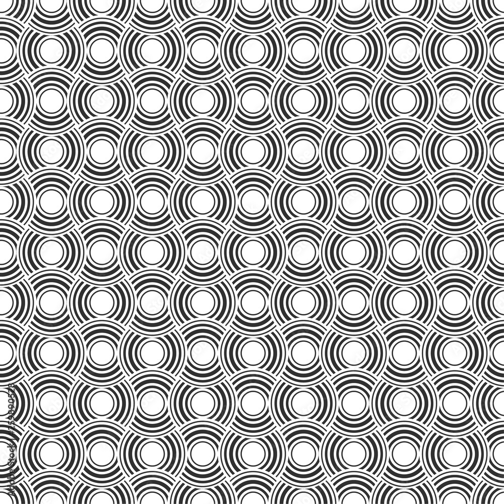 Seamless geometric pattern, circle line pattern, monochrome  elements
