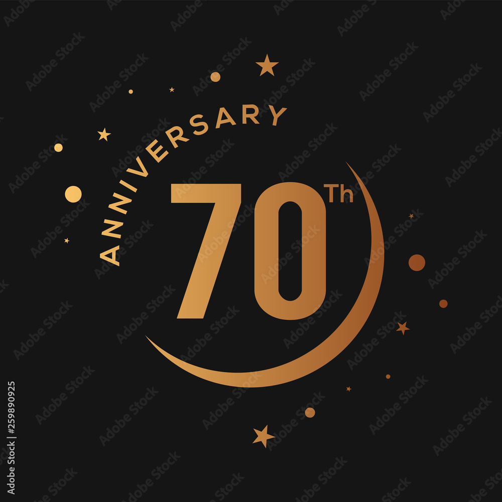 70 years anniversary celebration golden logotype