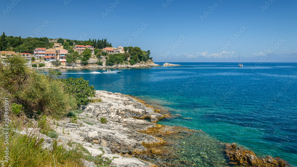 Corfu, panorama of the bay in the city of Kassiopi.