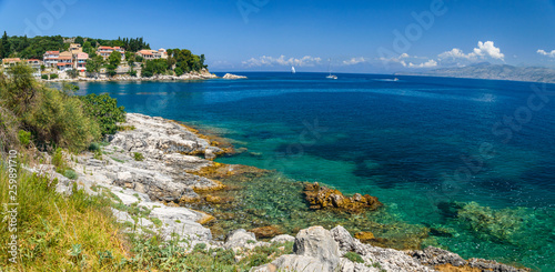 Corfu, panorama of the bay in the city of Kassiopi.