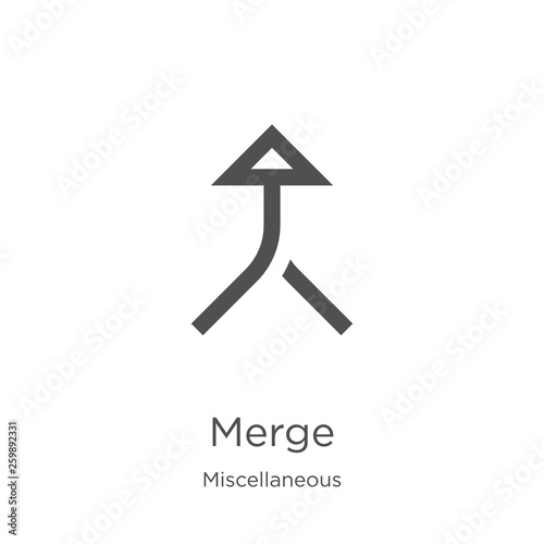 merge icon vector from miscellaneous collection. Thin line merge outline icon vector illustration. Outline, thin line merge icon for website design and mobile, app development