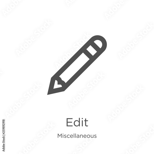 edit icon vector from miscellaneous collection. Thin line edit outline icon vector illustration. Outline, thin line edit icon for website design and mobile, app development