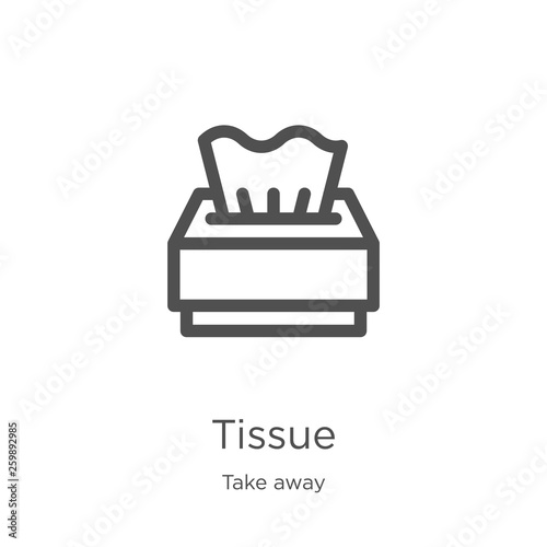 tissue icon vector from take away collection. Thin line tissue outline icon vector illustration. Outline, thin line tissue icon for website design and mobile, app development