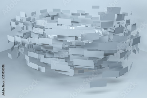 3d rendering, flow square paper, creative background
