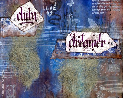 Obraz na plátně mix-media art journal page _ duty dreamer