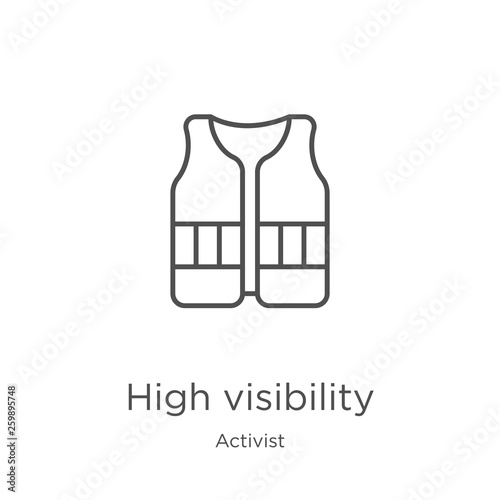 high visibility icon vector from activist collection. Thin line high visibility outline icon vector illustration. Outline, thin line high visibility icon for website design and mobile, app development