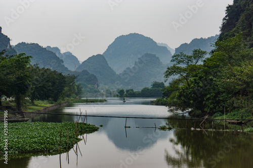 river and limestone mountains in Hoa Lu, ancient capital of Vietnam