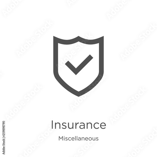 insurance icon vector from miscellaneous collection. Thin line insurance outline icon vector illustration. Outline, thin line insurance icon for website design and mobile, app development