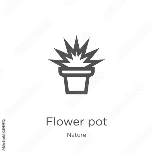 flower pot icon vector from nature collection. Thin line flower pot outline icon vector illustration. Outline, thin line flower pot icon for website design and mobile, app development