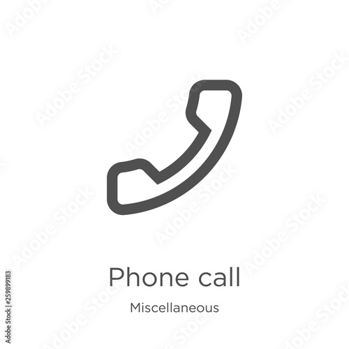 phone call icon vector from miscellaneous collection. Thin line phone call outline icon vector illustration. Outline, thin line phone call icon for website design and mobile, app development
