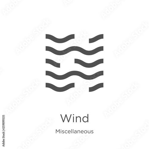 wind icon vector from miscellaneous collection. Thin line wind outline icon vector illustration. Outline, thin line wind icon for website design and mobile, app development