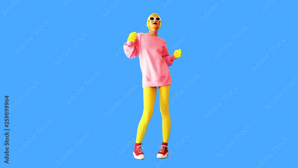 Gif animation design. Fashion Funny girl in colorful stylish outfit Gif animation design. Fashion Funny girl in colorful stylish outfit