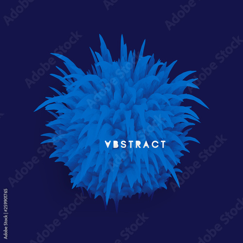 Crystal, mineral or stone. Prickly sphere for design project. Floral art. Background with exploding rays. Abstract vector illustration for advertising, marketing and presentation.
