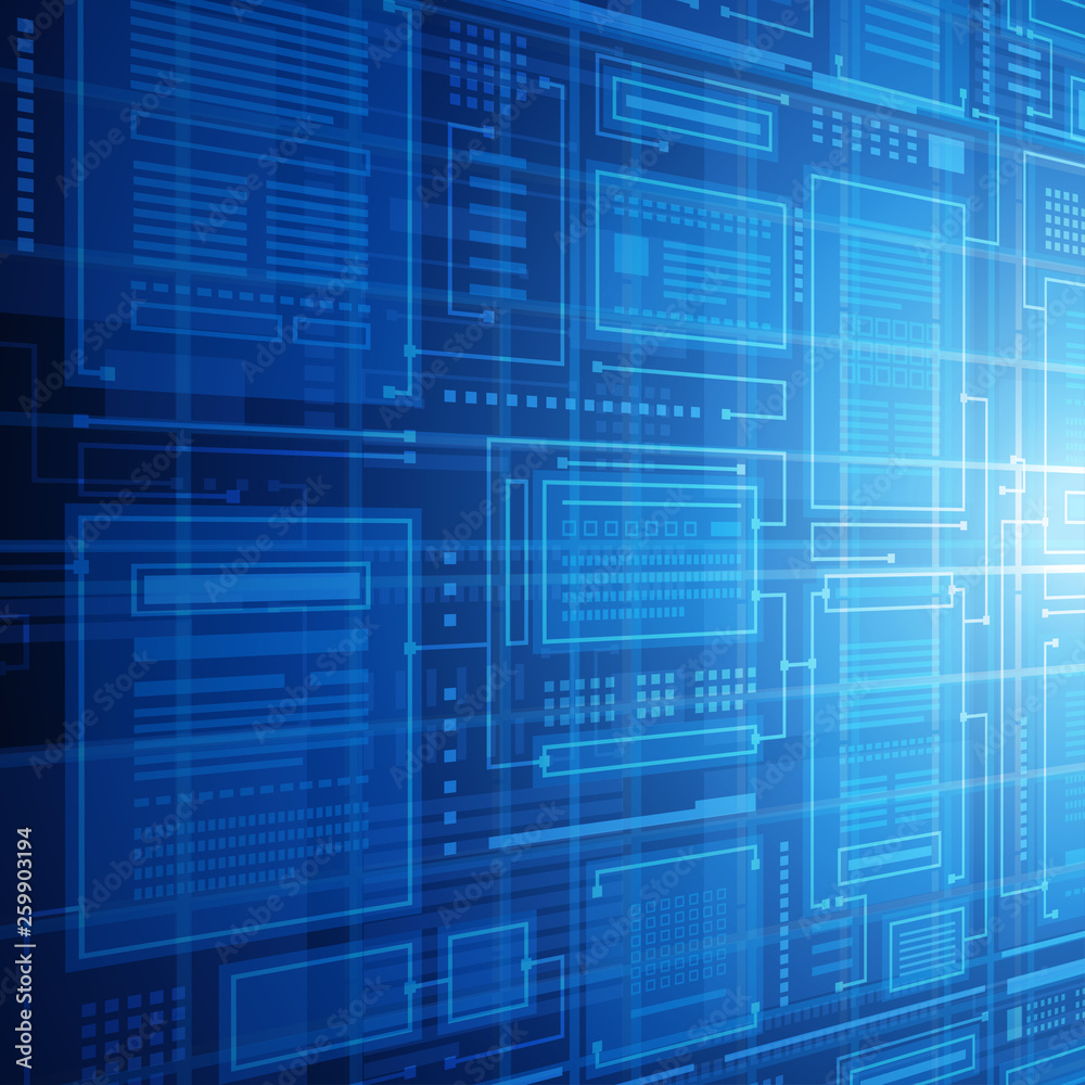 Abstract database technology blue connections inspace vector background. Abstract database technology blue connections inspace vector background.