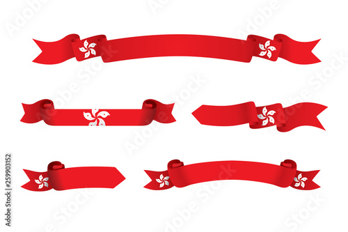 Hong Kong flag ribbon isolated on white background. Vector illustration