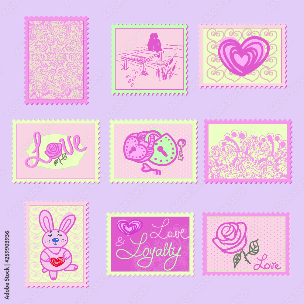 stamps design elements for girls love flowers stamps design elements for girls love flowers