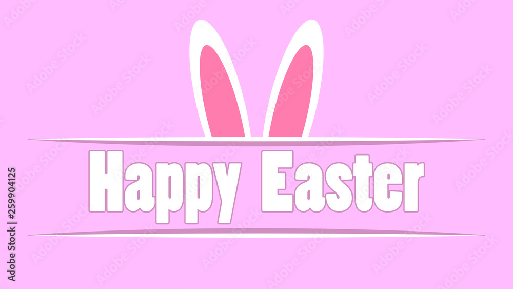 happy easter text and bunny ears on pink background happy easter text and bunny ears on pink background