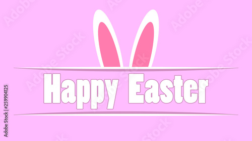 happy easter text and bunny ears on pink background