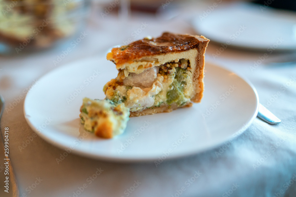 Traditional french pie with bacon and cheese - quiche lorraine. Traditional french pie with bacon and cheese - quiche lorraine.