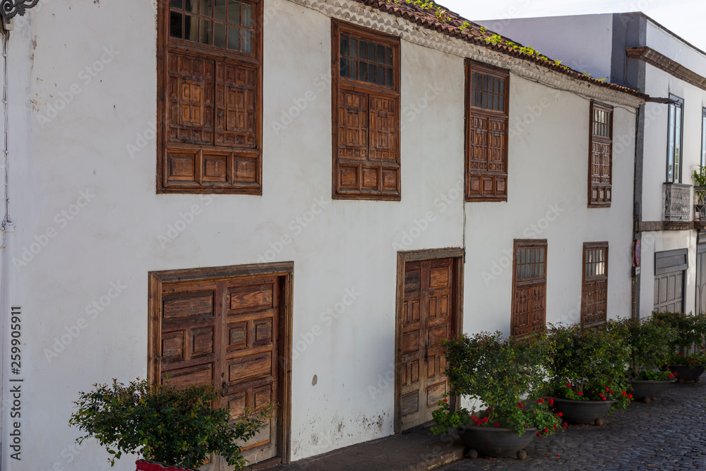 Icod Spain. 03-05-2019. Typical old houses at Icod de los Vinos in Tenerife. Canary Islands. Spain.