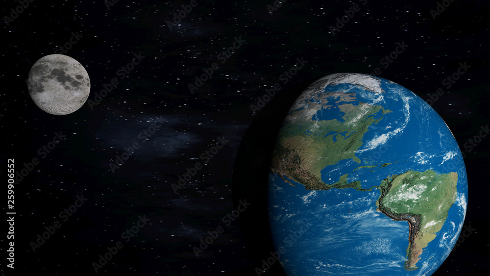 earth and moon