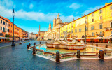 Piazza Navona in Rome, Italy. Rome Navona Square. Ancient stadium of Rome for athletic contests. Italy architecture and landmark. Piazza Navona is one of the main attractions of Rome and Italy.