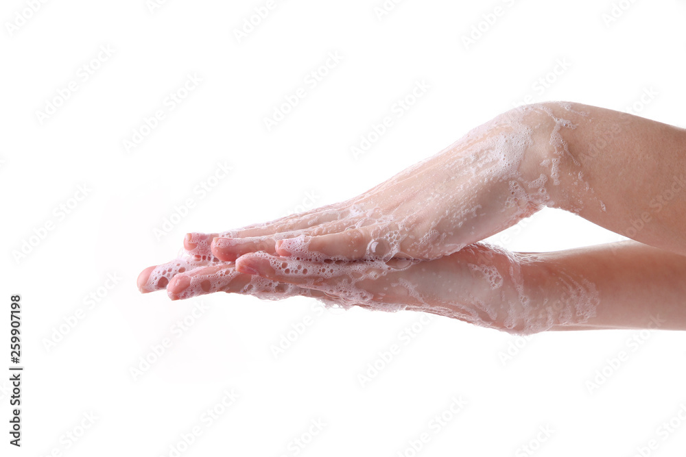 Washing hands isolated on a white background Washing hands isolated on a white background