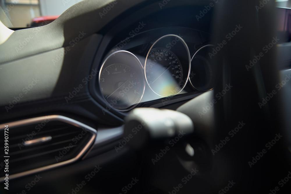 modern car speedometer and odometer at daytime modern car speedometer and odometer at daytime