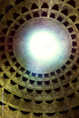 Looking up at the dome of the Pantheon in Rome  Italy