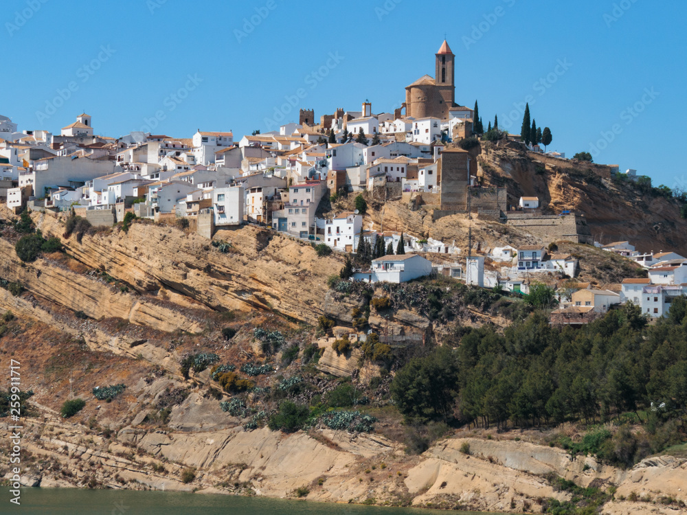 Iznajar town in Andalucia - view from back, close-up