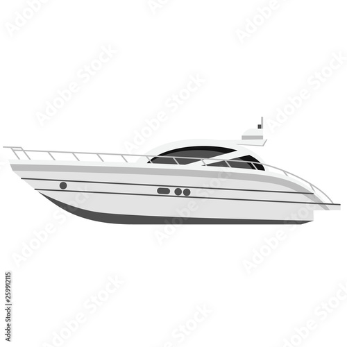 Yacht flat illustration on white © lkeskinen