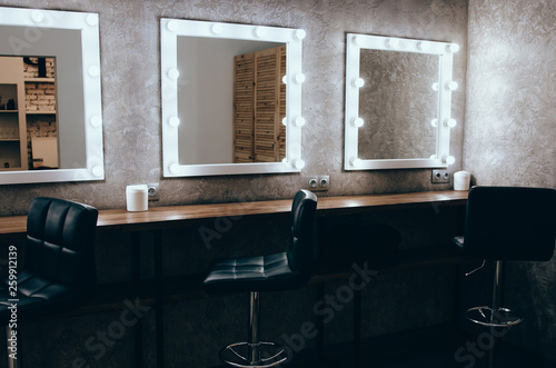 Room with makeup mirror lights