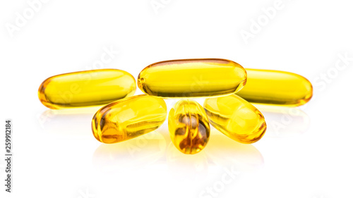 Fish Oil Capsules isolated on white background
