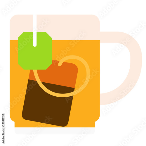 Tea with teabag flat illustration on white