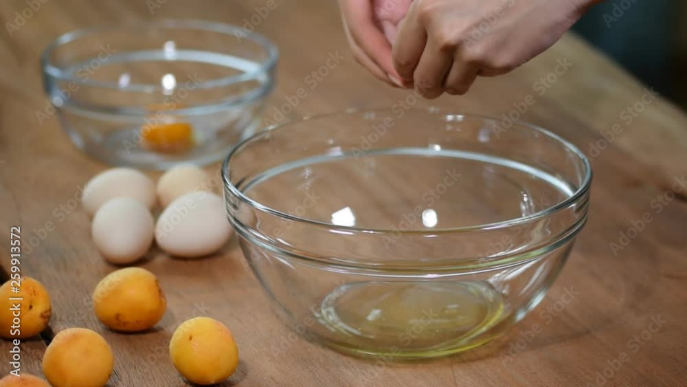 Separation of yolk from protein. Separation of yolk from protein.