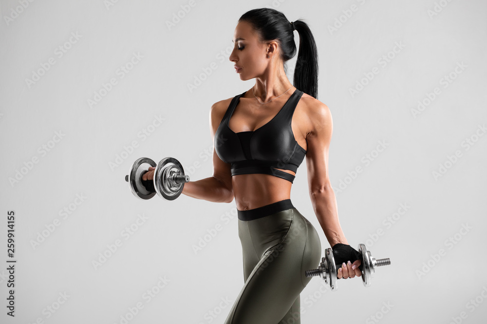Fitness Woman Working Out in Gym Doing Exercise for Biceps. Athletic Girl  Training Stock Image - Image of working, health: 280779597